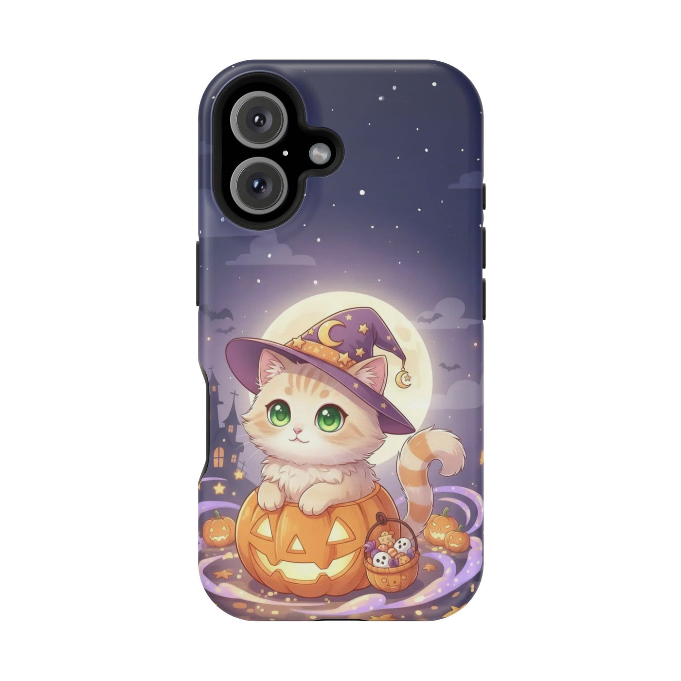 Halloween cute kitten anime style 4 Magnetic Phone Case, Cat Lover Gift, Impact-Resistant iPhone Case, Funny Pet Accessory, Unique Animal Design