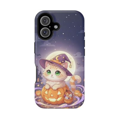 Halloween cute kitten anime style 4 Magnetic Phone Case, Cat Lover Gift, Impact-Resistant iPhone Case, Funny Pet Accessory, Unique Animal Design
