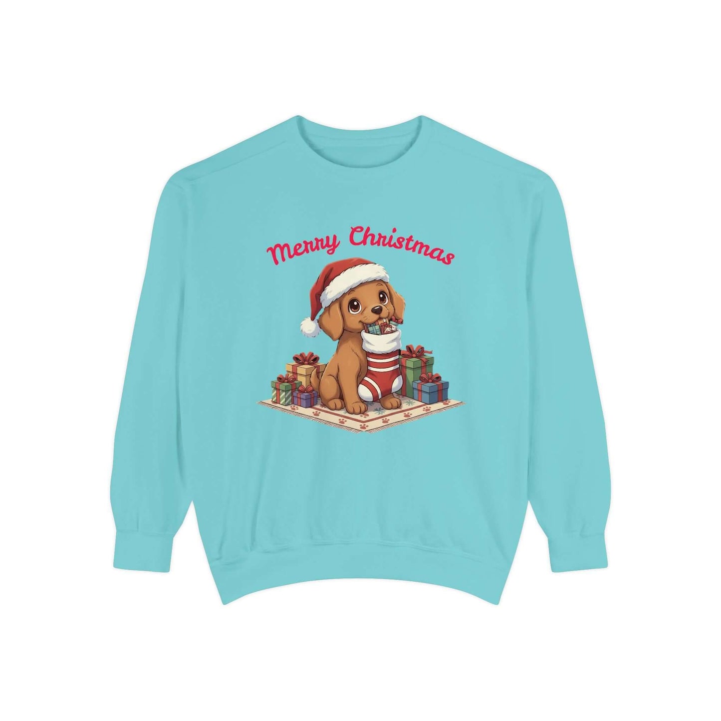 Puppy wait for Christmas presents Unisex Crewneck Sweatshirt style 2