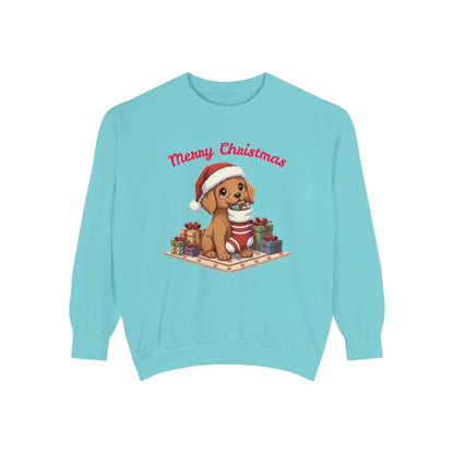 Puppy wait for Christmas presents Unisex Crewneck Sweatshirt style 2