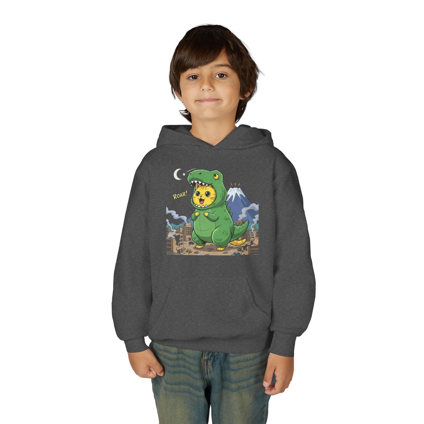 Cat cosplay Godzilla Unisex Kids Hoodie style 1