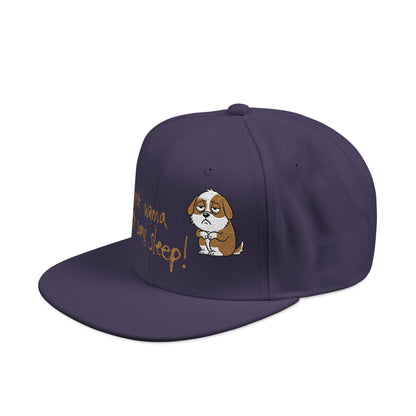 I just wanna get some sleep Embroidered Cute Puppy Snapback Hat