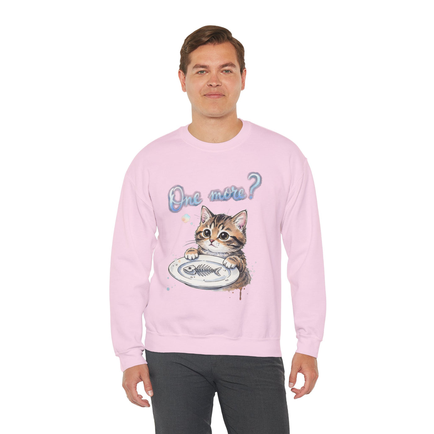 Watercolor painting style 3 Men & Women Cute Cat Pile Crewneck Sweatshirt
