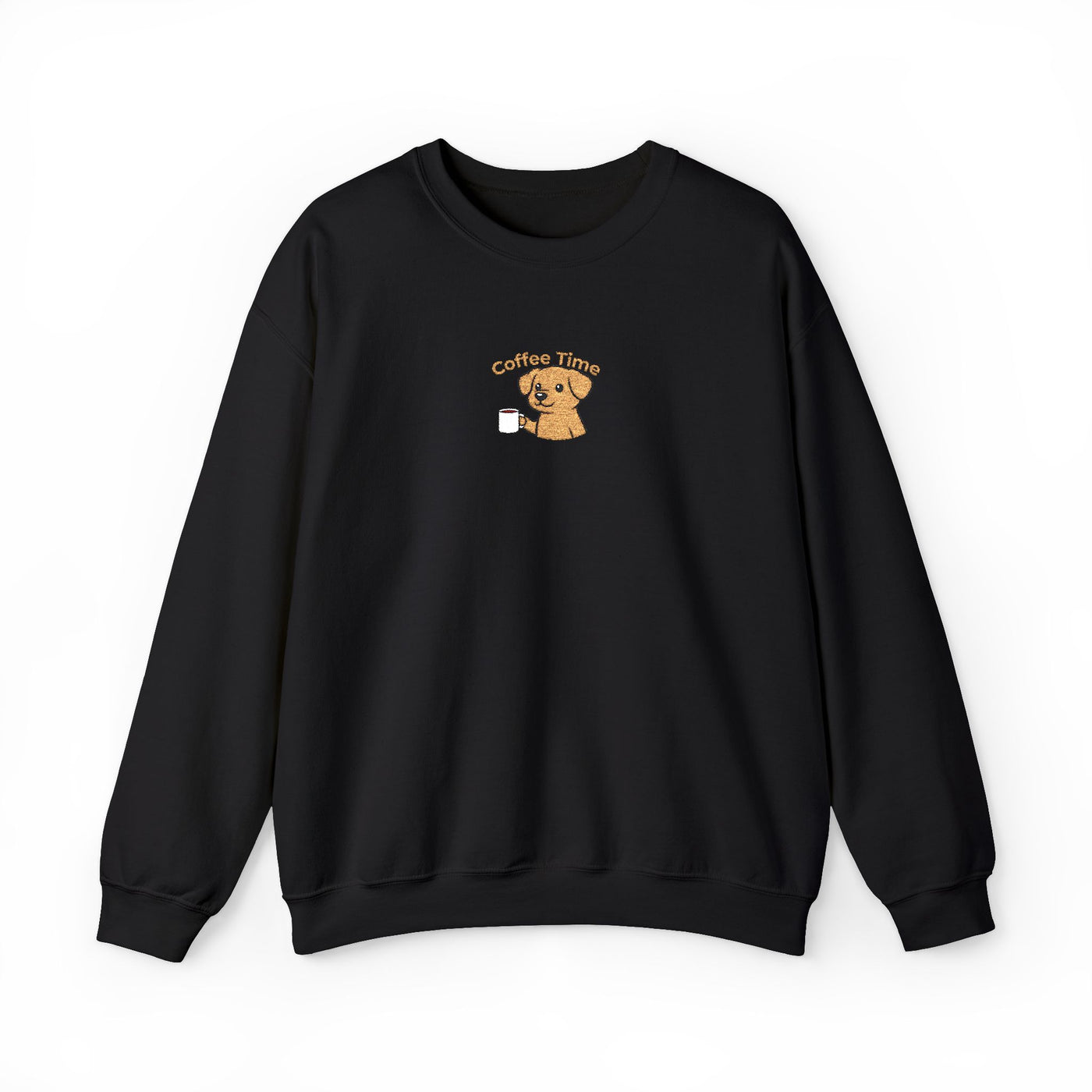 Coffee Time Dog Embroidered style 1 Unisex Crewneck Sweatshirt