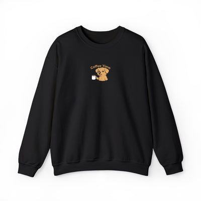 Coffee Time Dog Embroidered style 1 Unisex Crewneck Sweatshirt