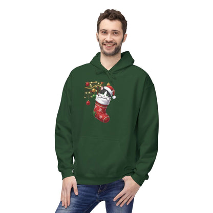Kitten hiding in Christmas stocking Unisex Fleece Hoodie style 1
