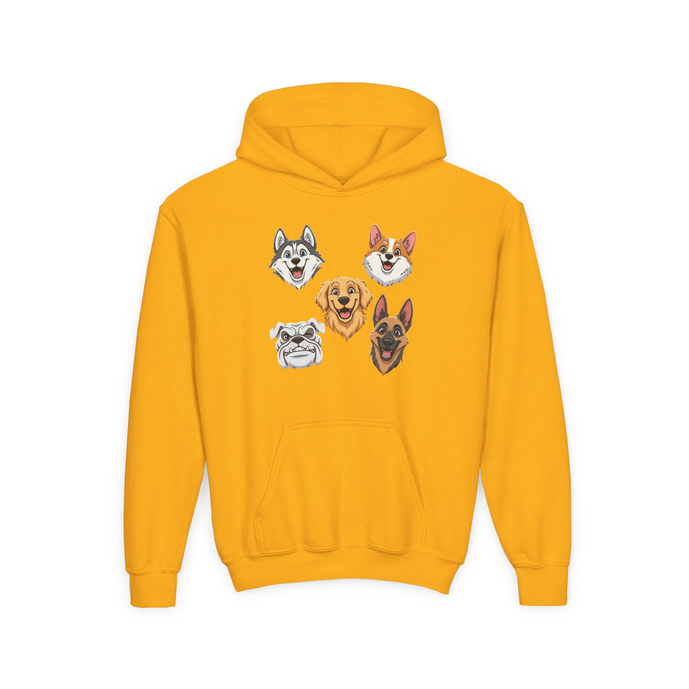 Cute Dog Heads Unisex Youth Hoodie, Fun Pet Lover Sweater, Kids Gift, Animal Lover Apparel, Perfect for Birthdays & Holidays