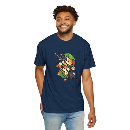 Cute Soldier Sniper Dog & Cat Unisex Graphic T-Shirt