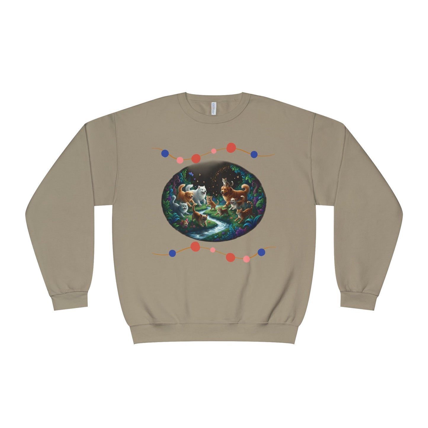 Cats & Dogs Happy Garden Unisex NuBlend Crewneck Sweatshirt style 1