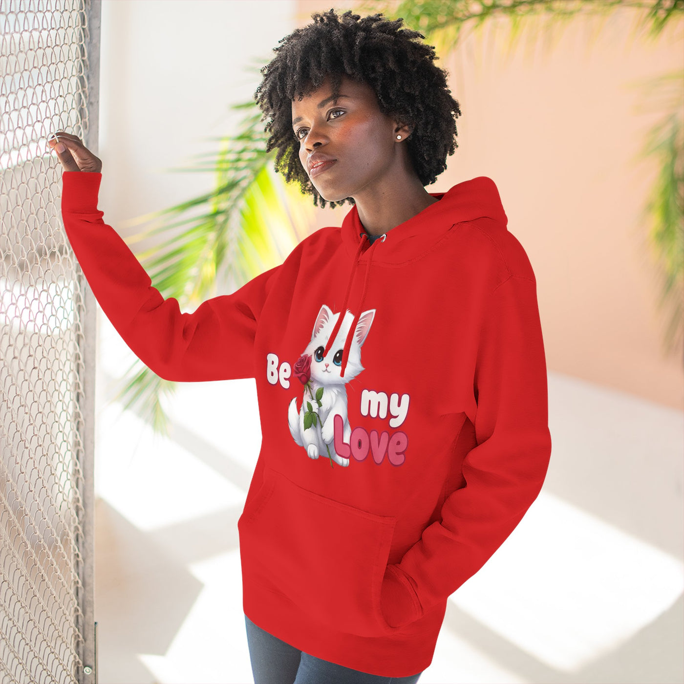 Cat Be My Love Fleece Hoodie for Cozy Comfort