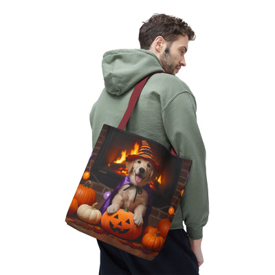 Adorable Halloween Puppy Tote Bag, Dog Lover Bag, Spooky Season Accessories, Pumpkin Patch Shopper, Cute Pet Gift