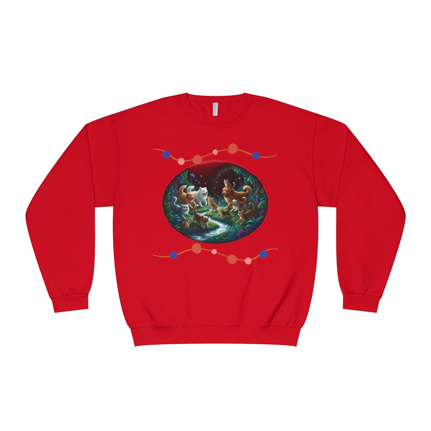 Cats & Dogs Happy Garden Unisex NuBlend Crewneck Sweatshirt style 1