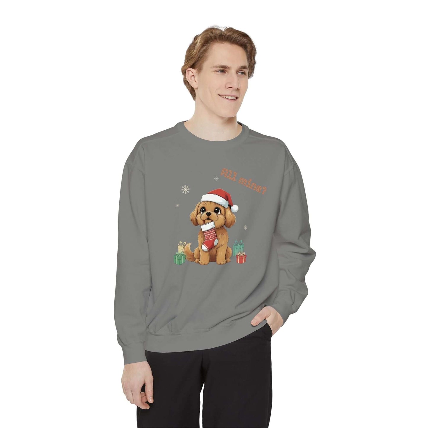 Puppy wait for Christmas presents Unisex Crewneck Sweatshirt style 8