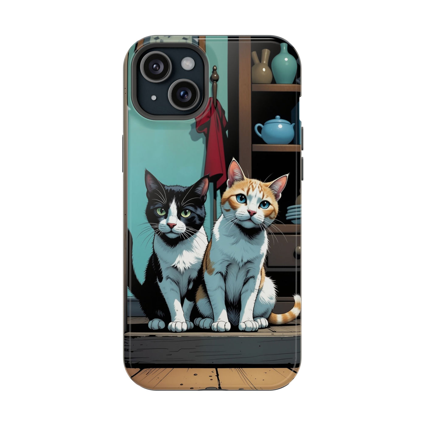 Cute Cats Magnetic Phone Case comic style 3, Cat Lover Gift, Impact-Resistant iPhone Case, Funny Pet Accessory, Unique Animal Design
