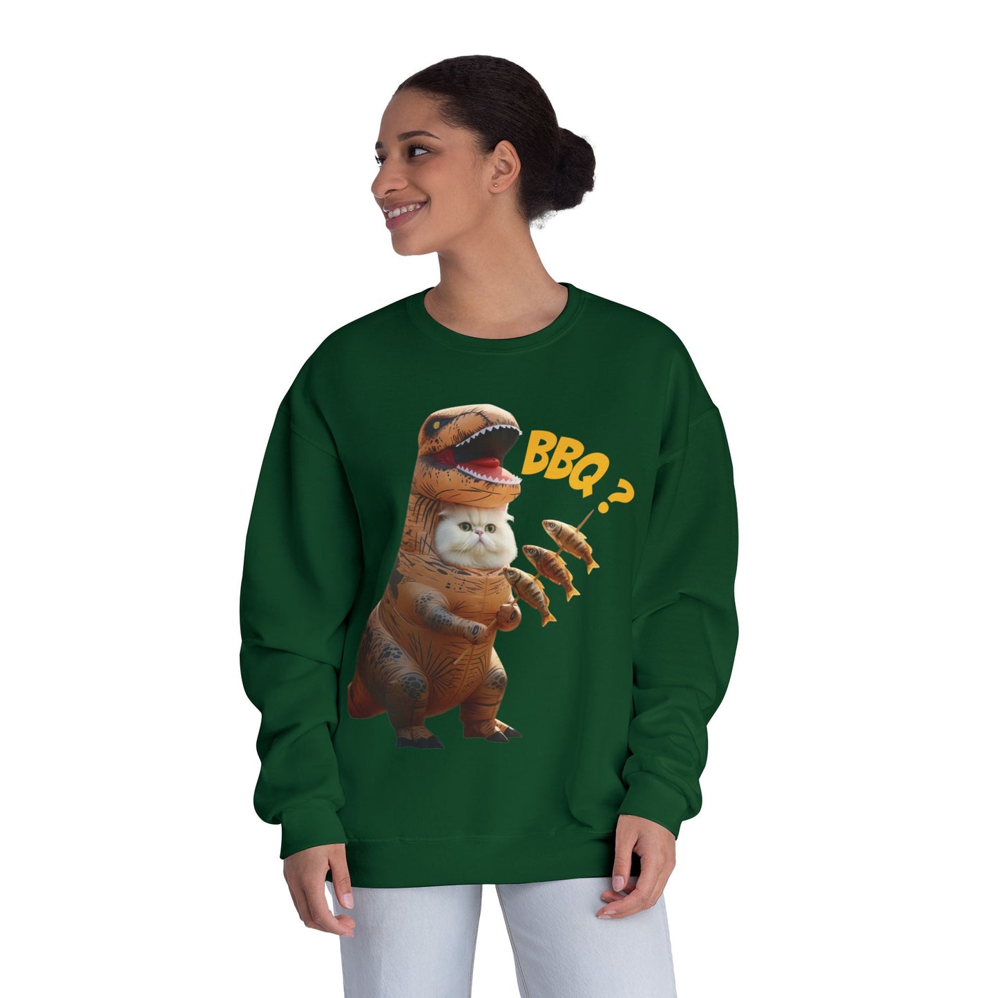 Tyrannosaurus Cat BBQ Unisex NuBlend Crewneck Sweatshirt