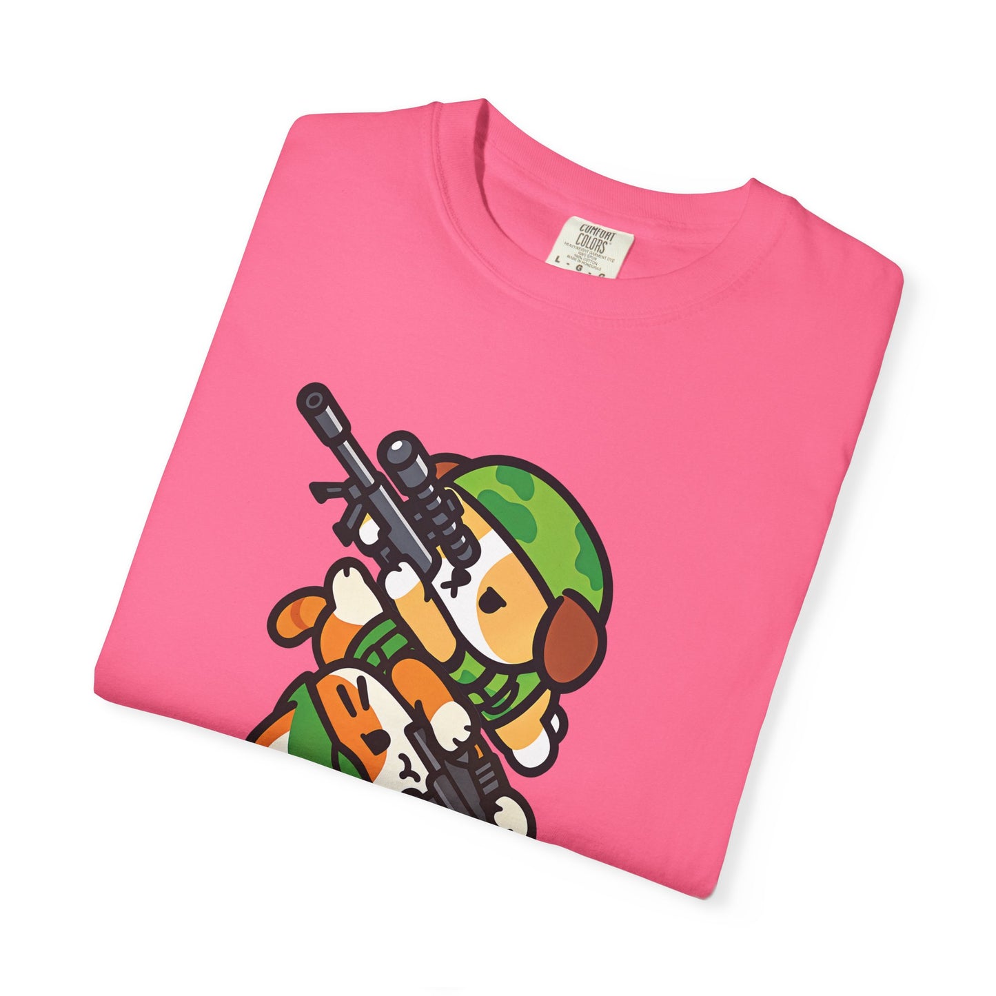 Cute Soldier Sniper Dog & Cat Unisex Graphic T-Shirt