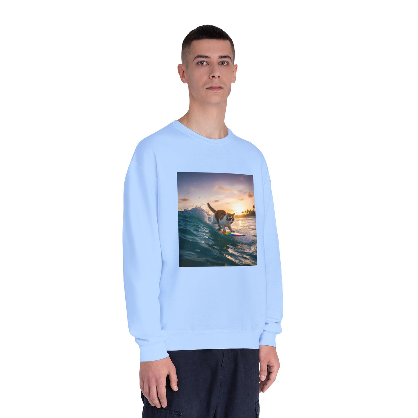 Surfing Cat style 2 Unisex NuBlend® Crewneck Sweatshirt
