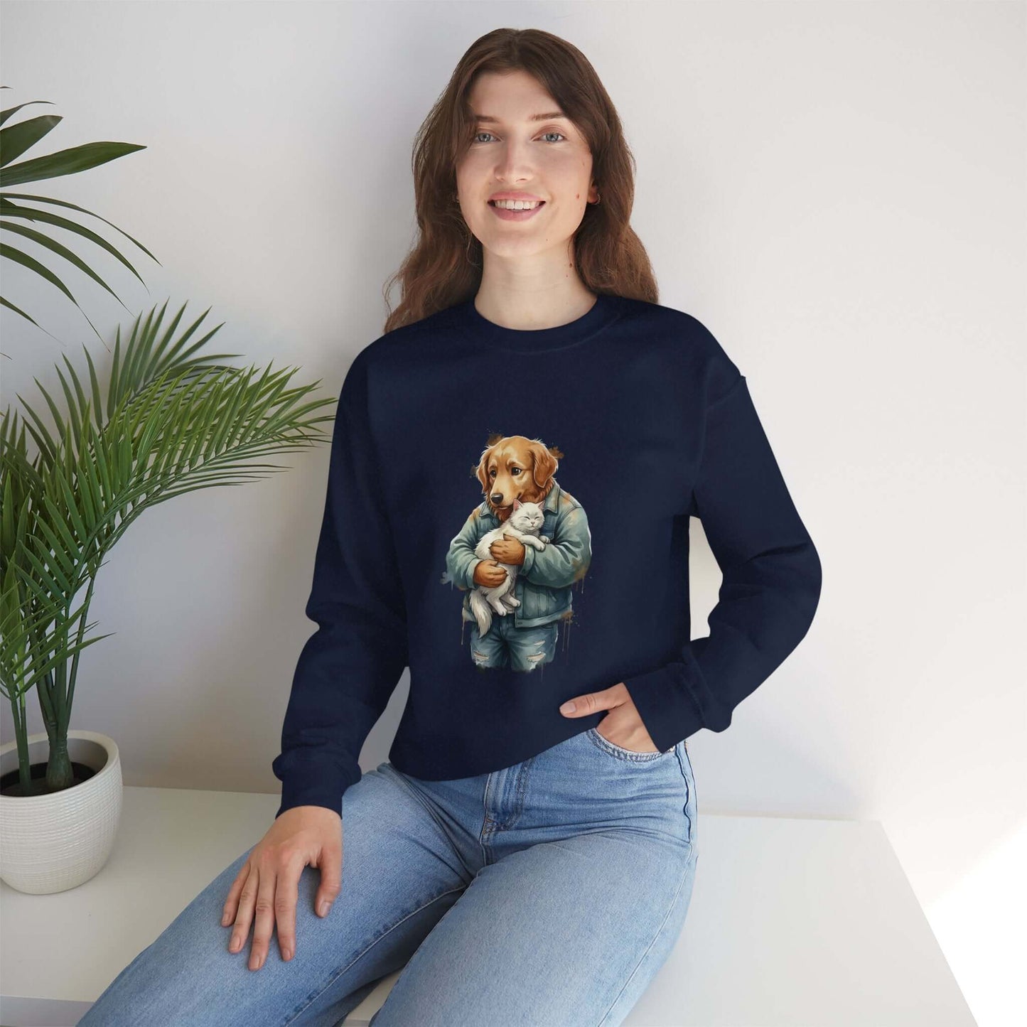 Watercolor Dog painting Unisex Crewneck Sweatshirt style 6