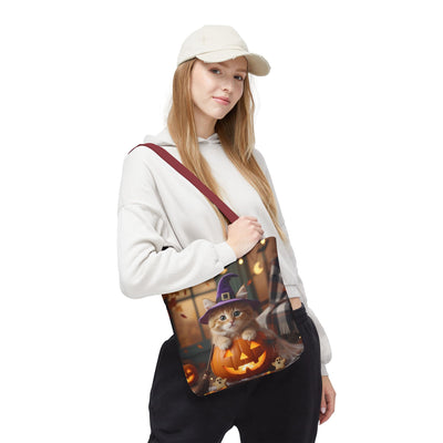 Adorable Halloween Cat Tote Bag, Cute Pet Lover Gift, Trick or Treat Bag, Fall Accessory, Spooky Cat Design