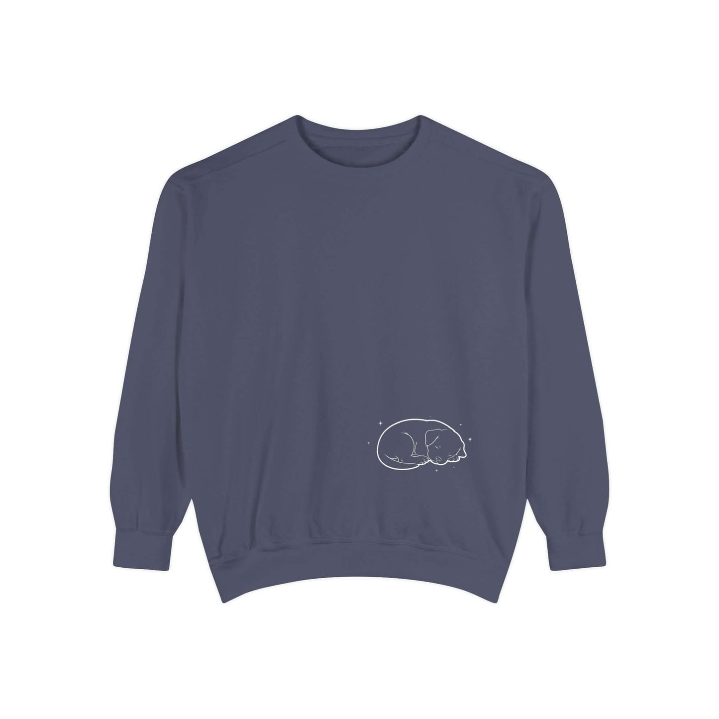 Sleeping dog shadow Cozy Graphic Unisex Crewneck Sweatshirt - White