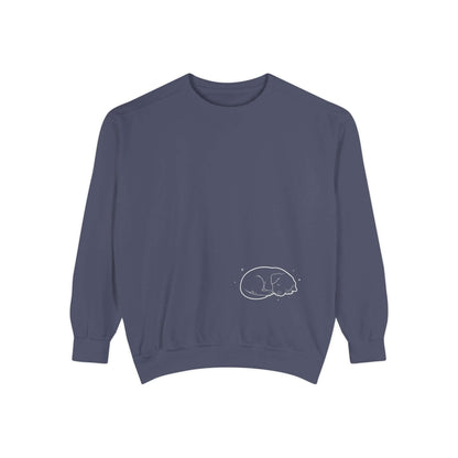 Sleeping dog shadow Cozy Graphic Unisex Crewneck Sweatshirt - White