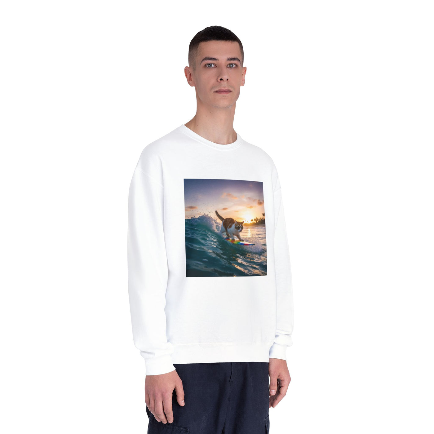 Surfing Cat style 2 Unisex NuBlend® Crewneck Sweatshirt