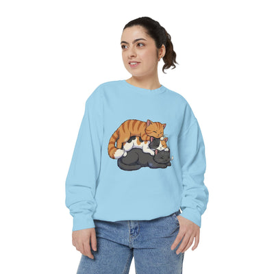 3 Cute Sleeping Cats style 6 Cozy Graphic Unisex Crewneck Sweatshirt