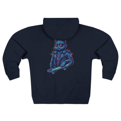 Cool Cat Streetwear Graphic Unisex Zip Hoodie