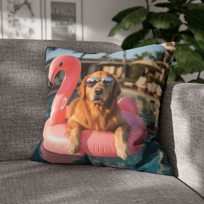 Relaxing Dog Swimming Cozy Polyester Decorative Pillowcase
