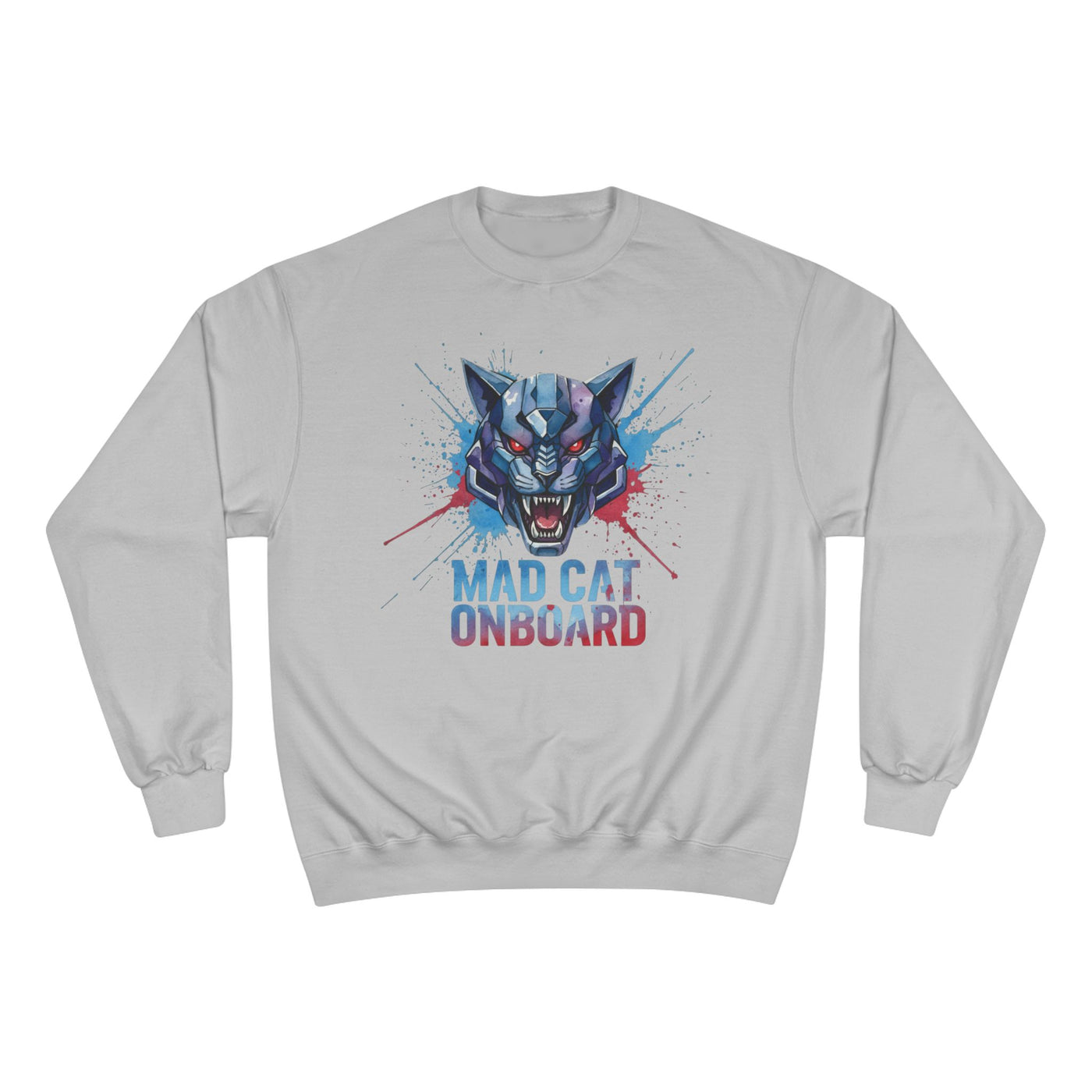 Mad Cat Onboard Graphic style 3 Champion Crewneck Sweatshirt for Gamers & Sci‑Fi Fans