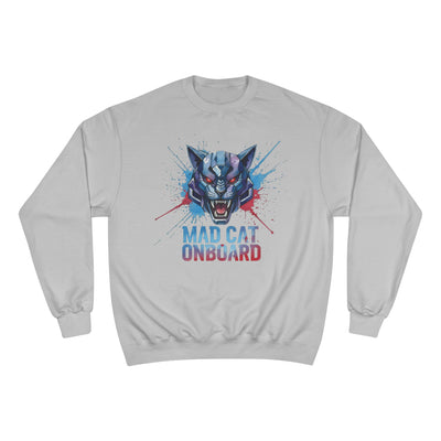Mad Cat Onboard Graphic style 3 Champion Crewneck Sweatshirt for Gamers & Sci‑Fi Fans
