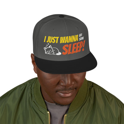 I just wanna get some sleep Embroidered Cute Cat Snapback Hat