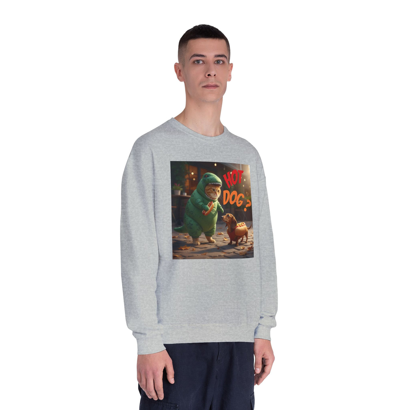 Tyrannosaurus Cat & Hot Dog Unisex NuBlend® Crewneck Sweatshirt