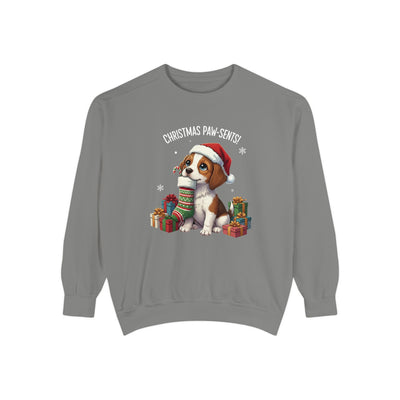 Cute Puppy waiting for Christmas presents style 3 Cozy Graphic Unisex Crewneck Sweatshirt