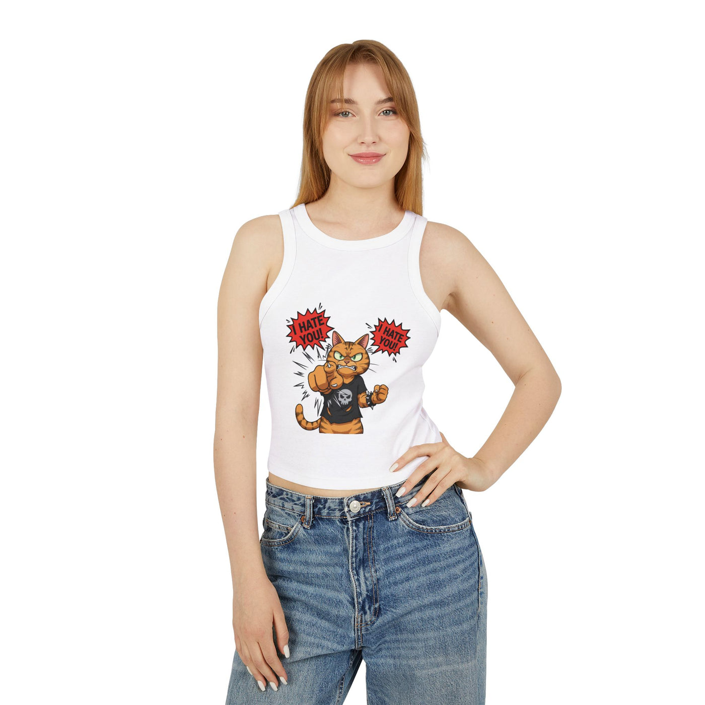 Angry Cat 'I Hate You' Graphic style 1 Women Tank Top