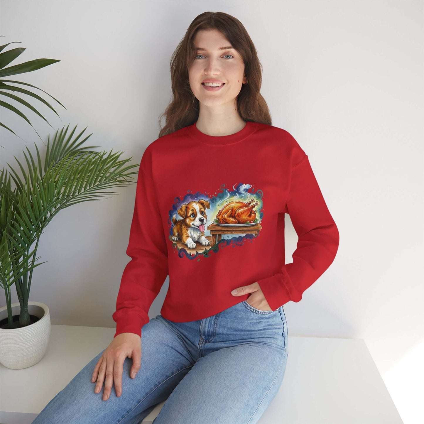 Watercolor Dog painting Unisex Crewneck Sweatshirt style 3