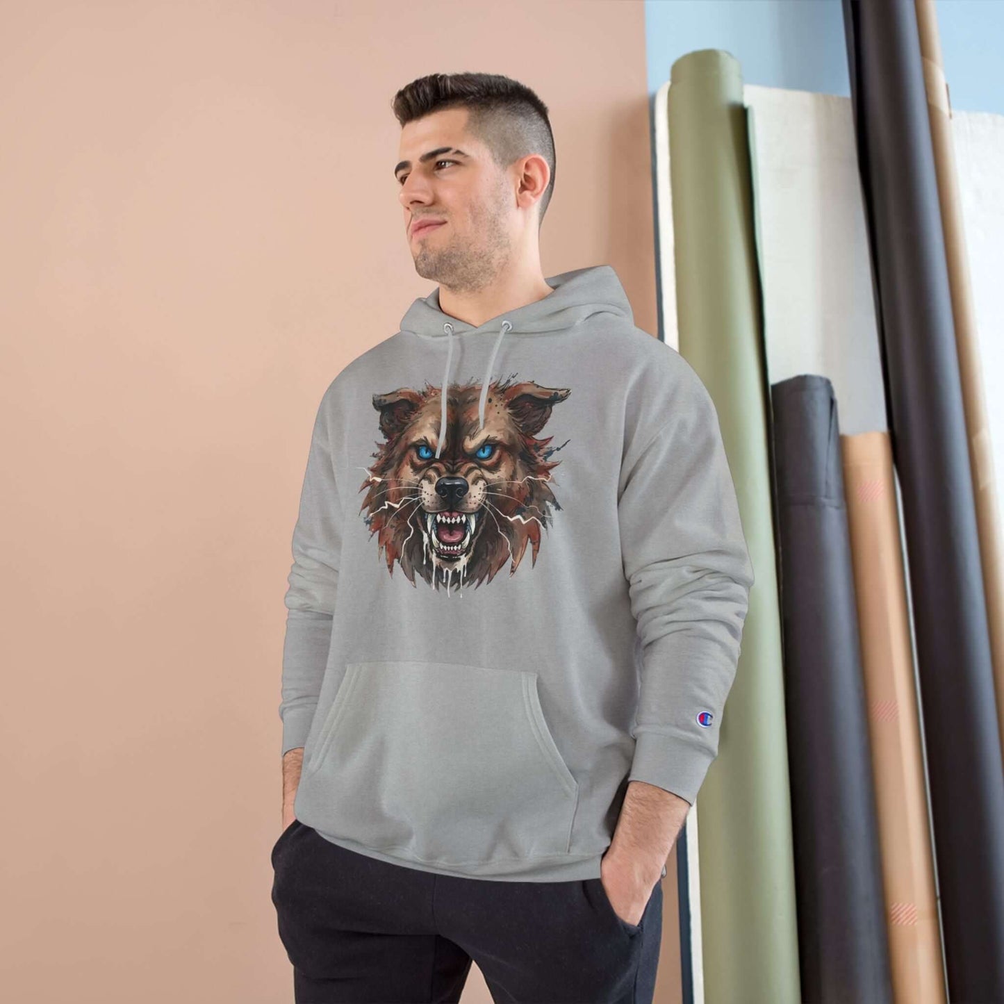 Angry Dog Men and Women Champion Hoodie style 3