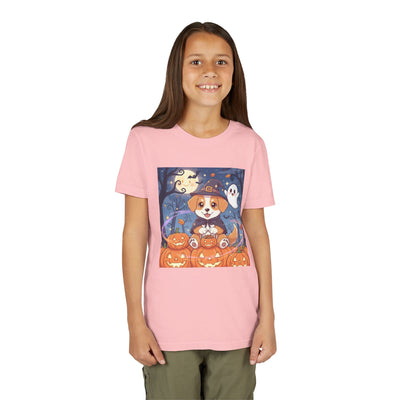 Halloween cute puppy anime style 3 Youth Tee, Short Sleeve T-Shirt, Kids Halloween Apparel, Cute Dog Tee, Fall Outfit for Children
