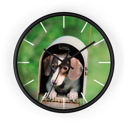 Dog in Post Box different colors Wall Clock
