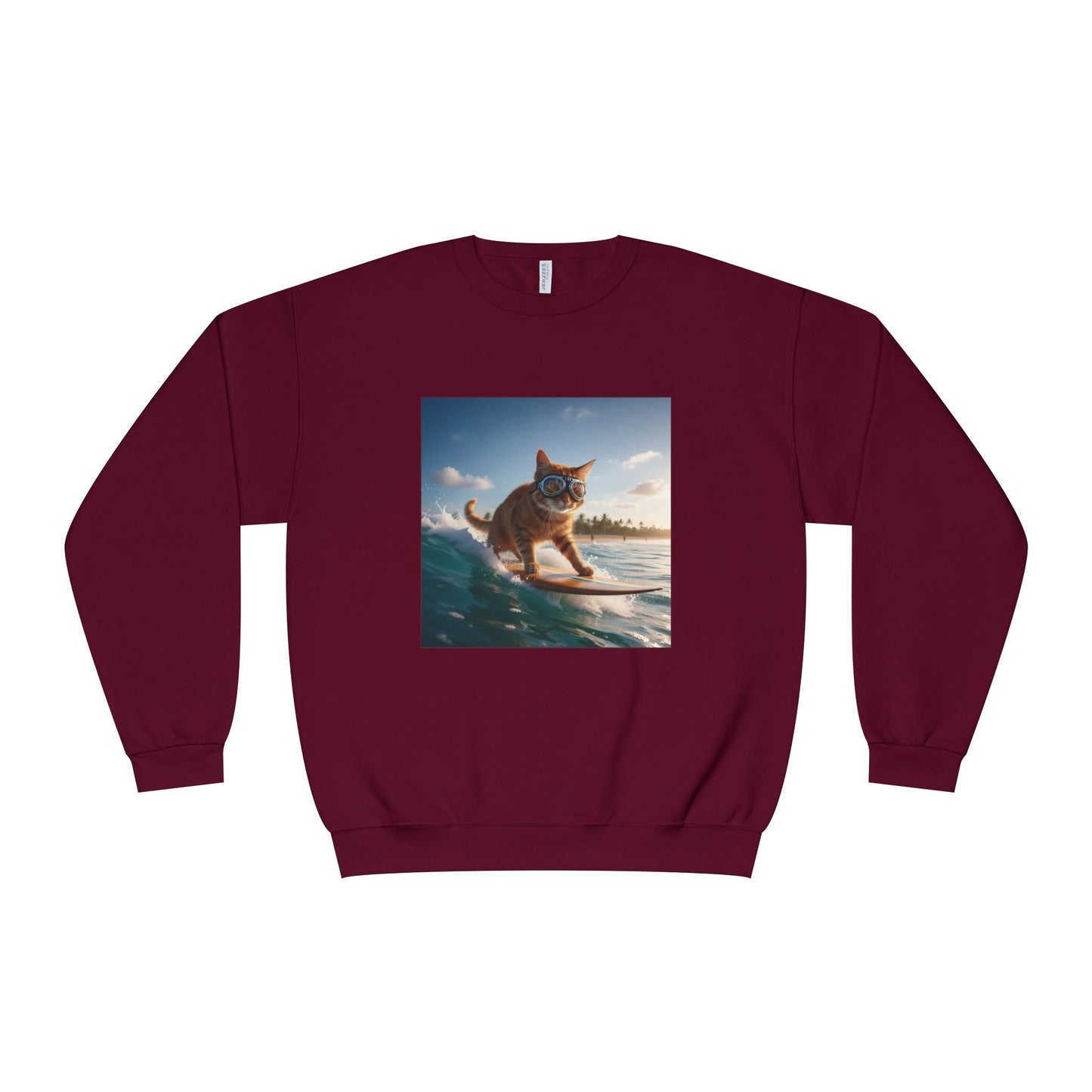 Surfing Cat Unisex NuBlend Crewneck Sweatshirt style 1