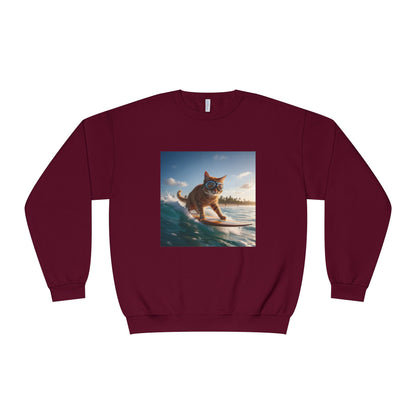 Surfing Cat Unisex NuBlend Crewneck Sweatshirt style 1