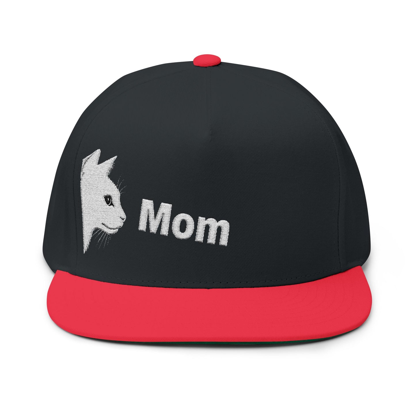 Stylish Embroidered Cat Mom Flat Bill Cap style 4