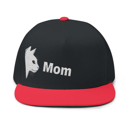 Stylish Embroidered Cat Mom Flat Bill Cap style 4