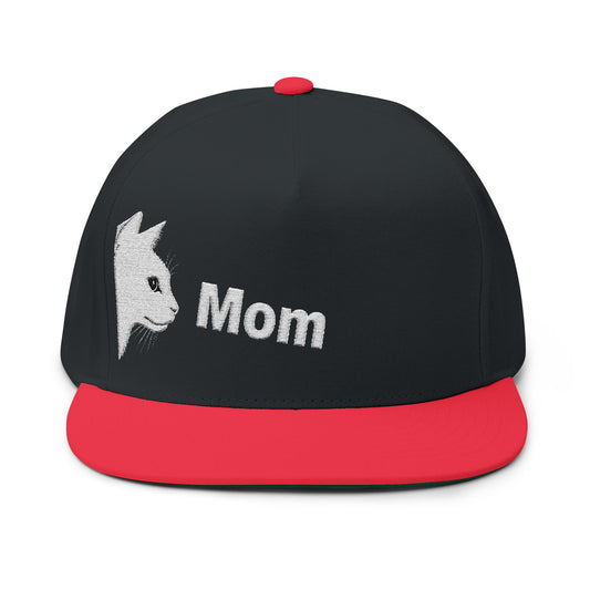 Stylish Embroidered Cat Mom Flat Bill Cap style 4