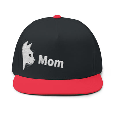 Cat Mom style 4 Flat Bill Cap | Stylish Pet Lover Hat | Perfect Gift for Cat Owners | Embroidered Cat Mom Cap | Fun Pet Accessories