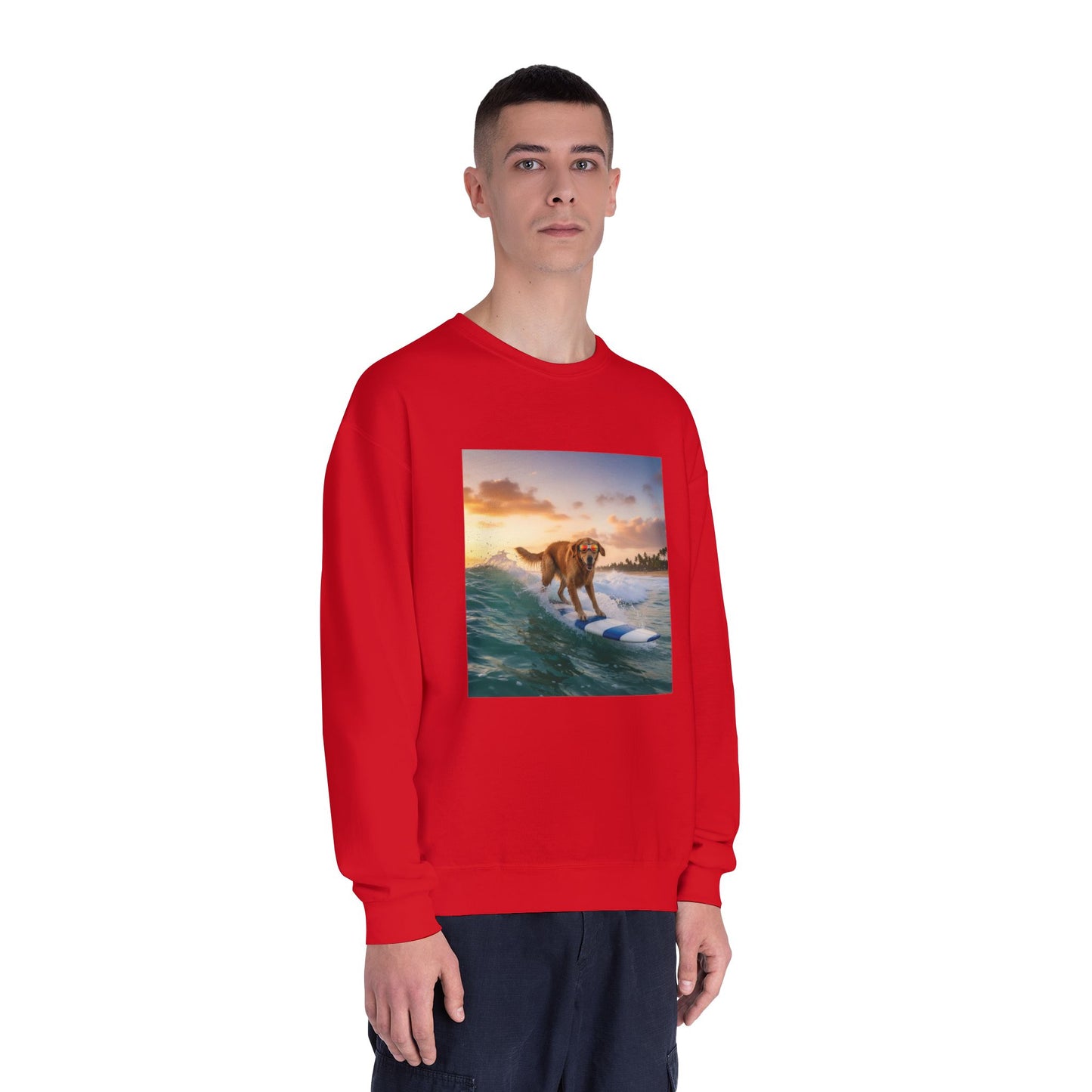 Surfing Dog Graphic Unisex NuBlend Crewneck Sweatshirt style 1