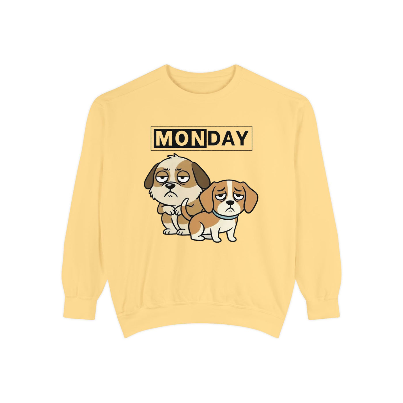 Monday Face Dog Stares Blankly Unisex Crewneck Sweatshirt style 1