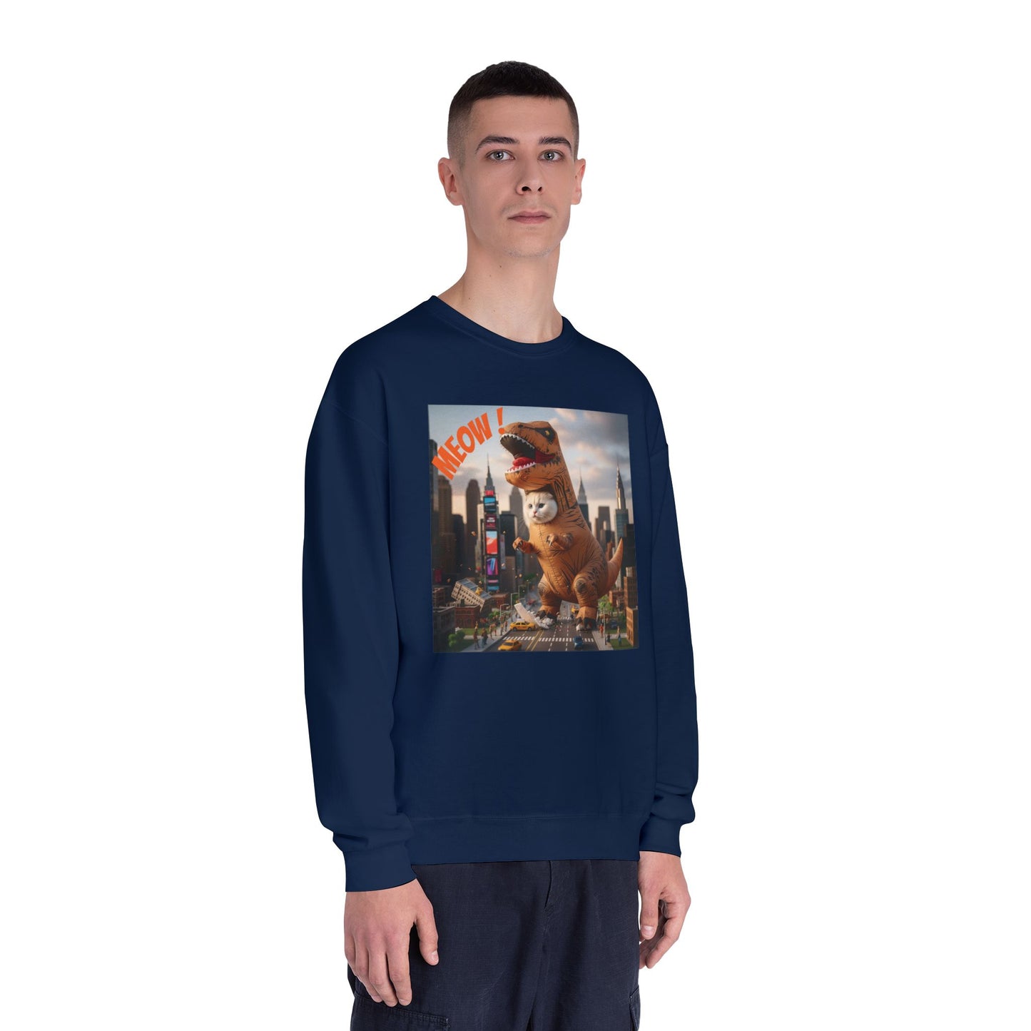 Tyrannosaurus Cat in city Unisex NuBlend Sweatshirt style 1