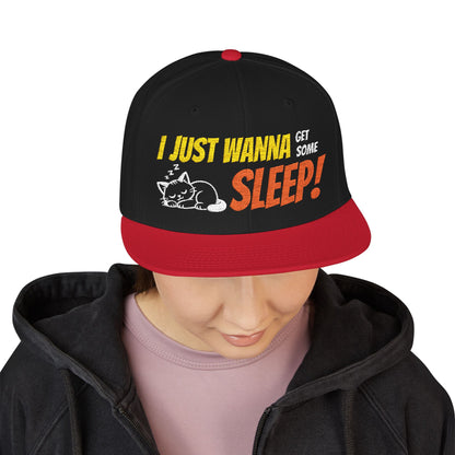 I just wanna get some sleep Embroidered Cute Cat Snapback Hat