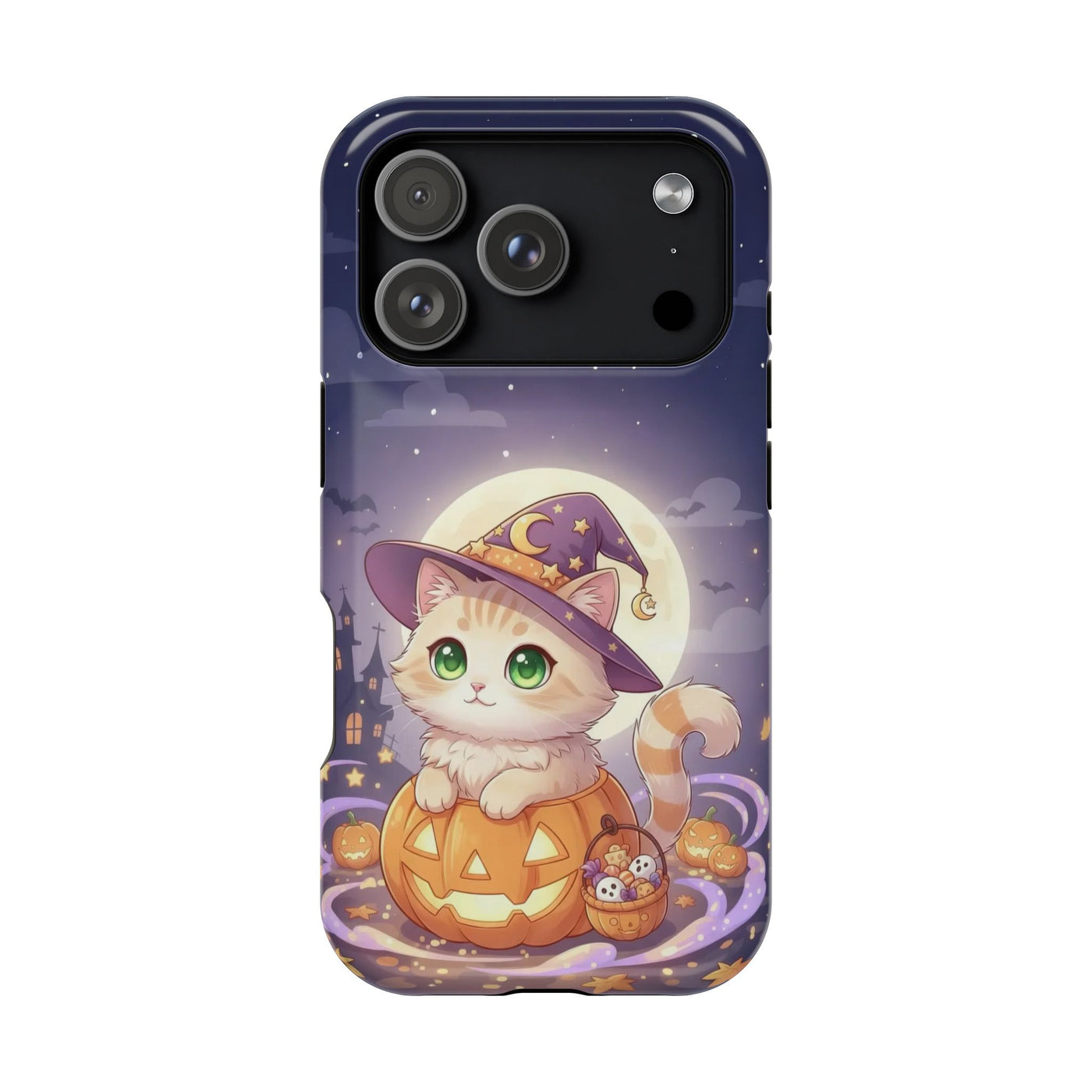 Halloween cute kitten anime style 4 Magnetic Phone Case, Cat Lover Gift, Impact-Resistant iPhone Case, Funny Pet Accessory, Unique Animal Design